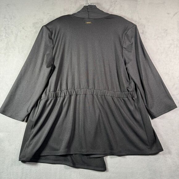 Kasper Cardigan Jacket XL Black Jersey Open Front Fitted Back Goth Casual Office - Picture 2 of 10